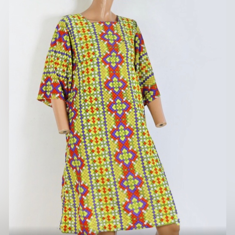 Vintage Multicolor Geometric Dress